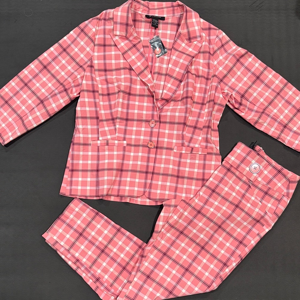 Ashley Stewart Plaid pant and blazer set
